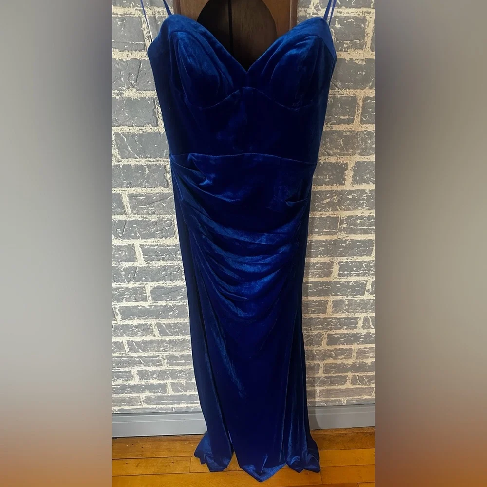 Old Hollywood sweetheart neckline dress blue size small nwt - Picture 3 of 5